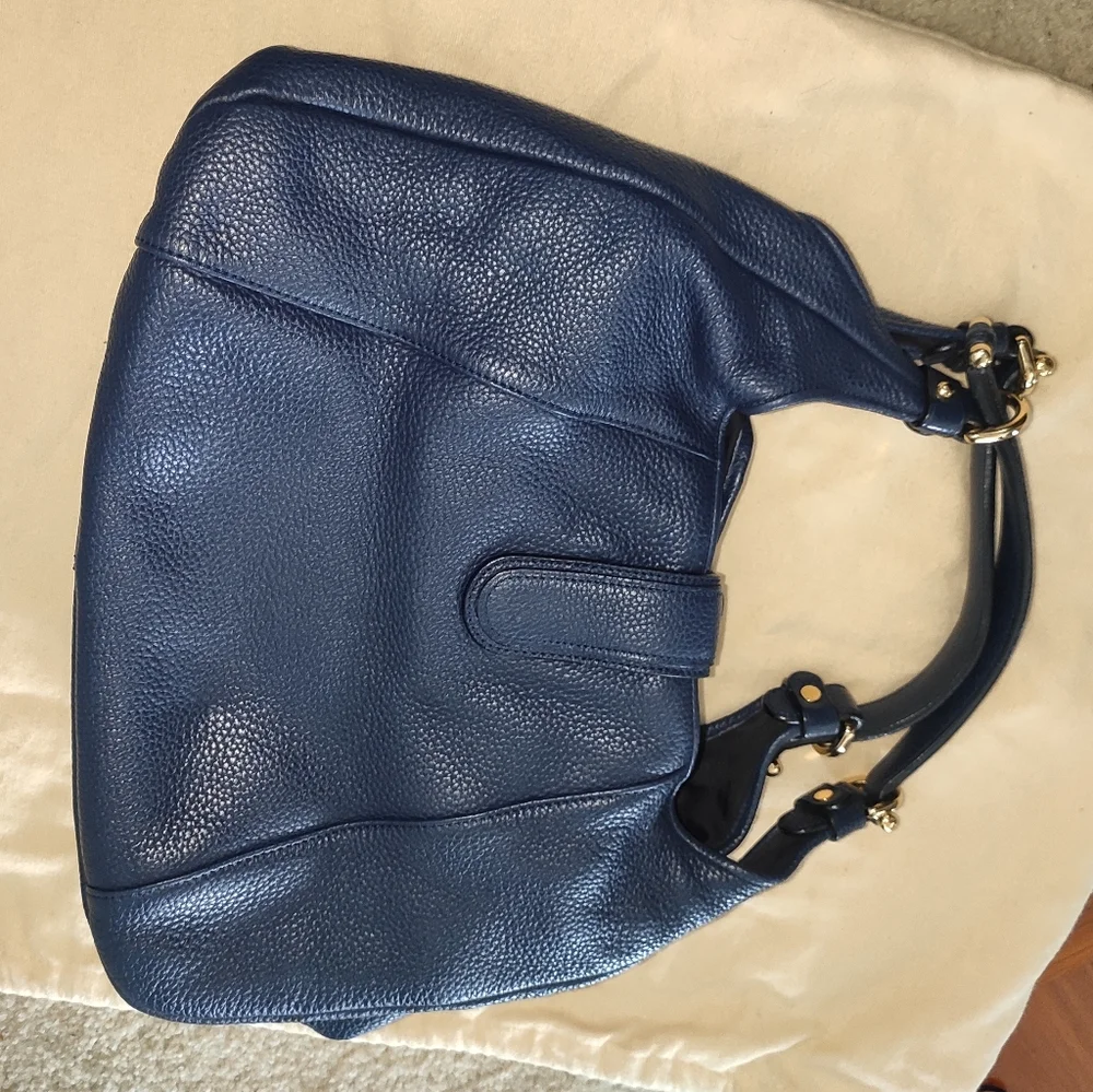LOEWE Calle Navy Gained Leather Hobo Bag